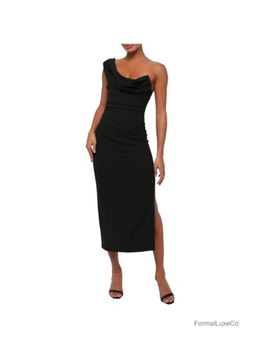 Lulus Scarlett Crepe One-Shoulder Bodycon Midi Dress